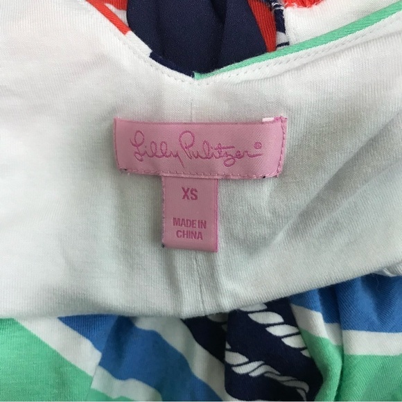 Lilly Pulitzer Amanda Maxi Dress Nautical Overboard Stripe Blue Green Orange - Picture 7 of 7